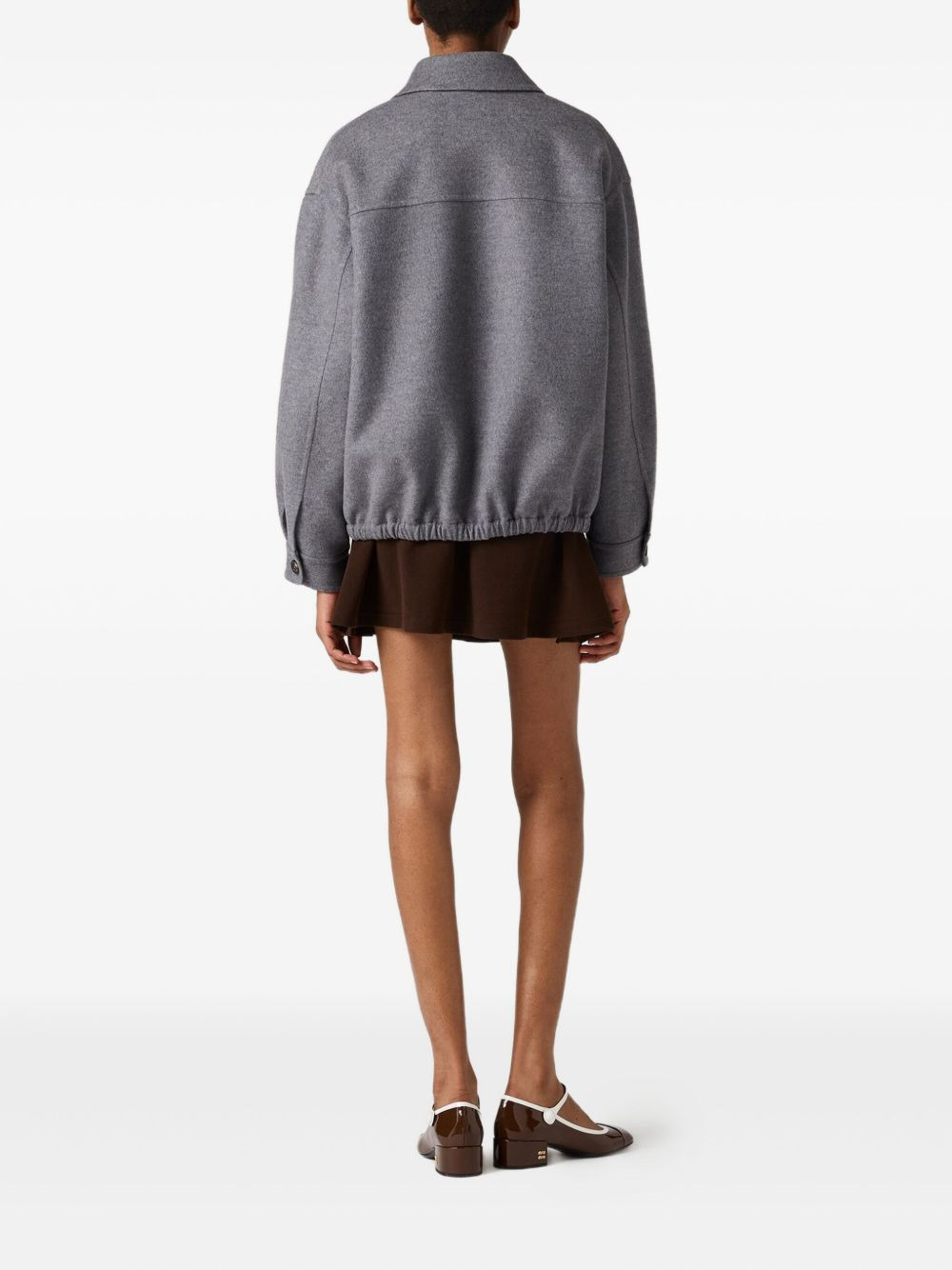 embroidered-logo wool jacket - 3