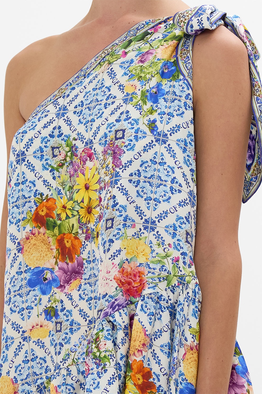 TIE ONE SHOULDER SHORT DRESS - 6