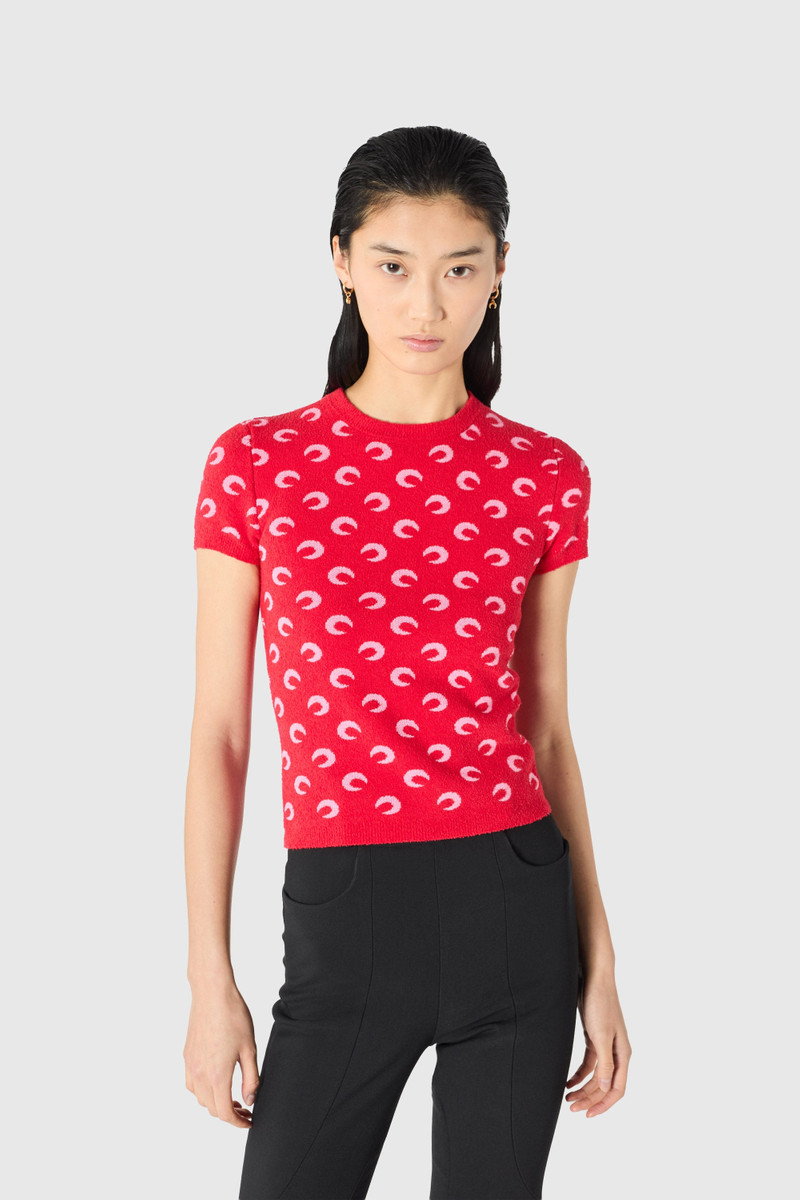 Moon jacquard bouclette crewneck t-shirt organic cotton 3