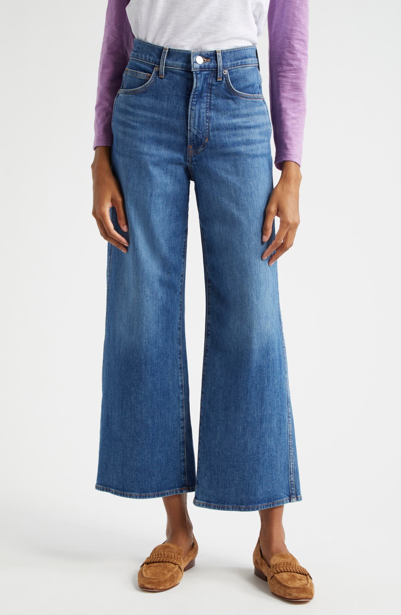 Veronica Beard Taylor High Waist Crop Wide Leg Jeans in Serendipity at Nordstrom - 1