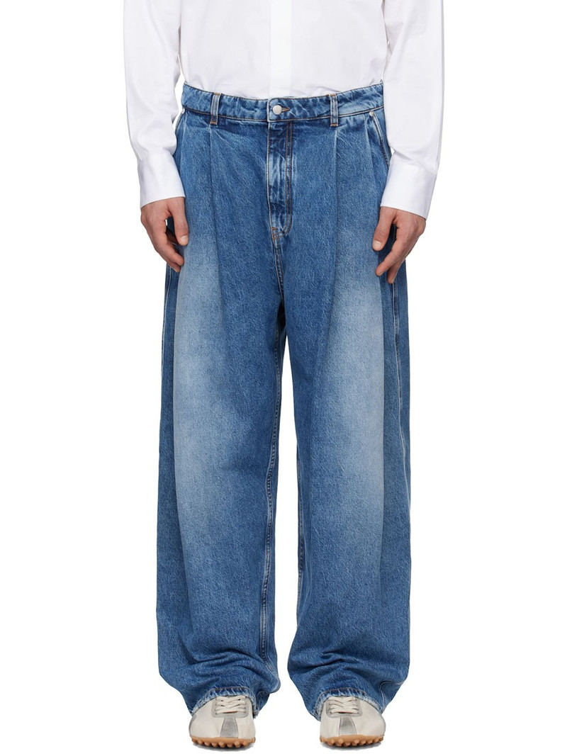 Blue Pleated Jeans 1