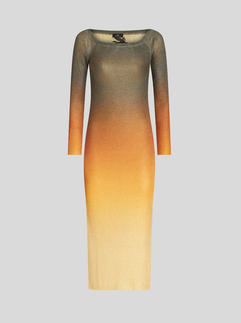 COLOUR SHADED LAMÉ JERSEY DRESS 1
