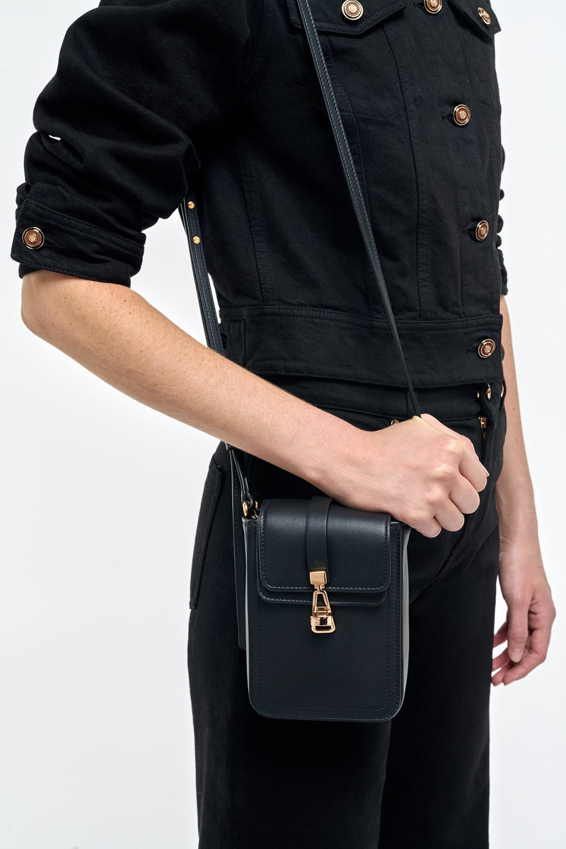 GABRIELA HEARST Phone Pouch in Black Nappa Leather outlook