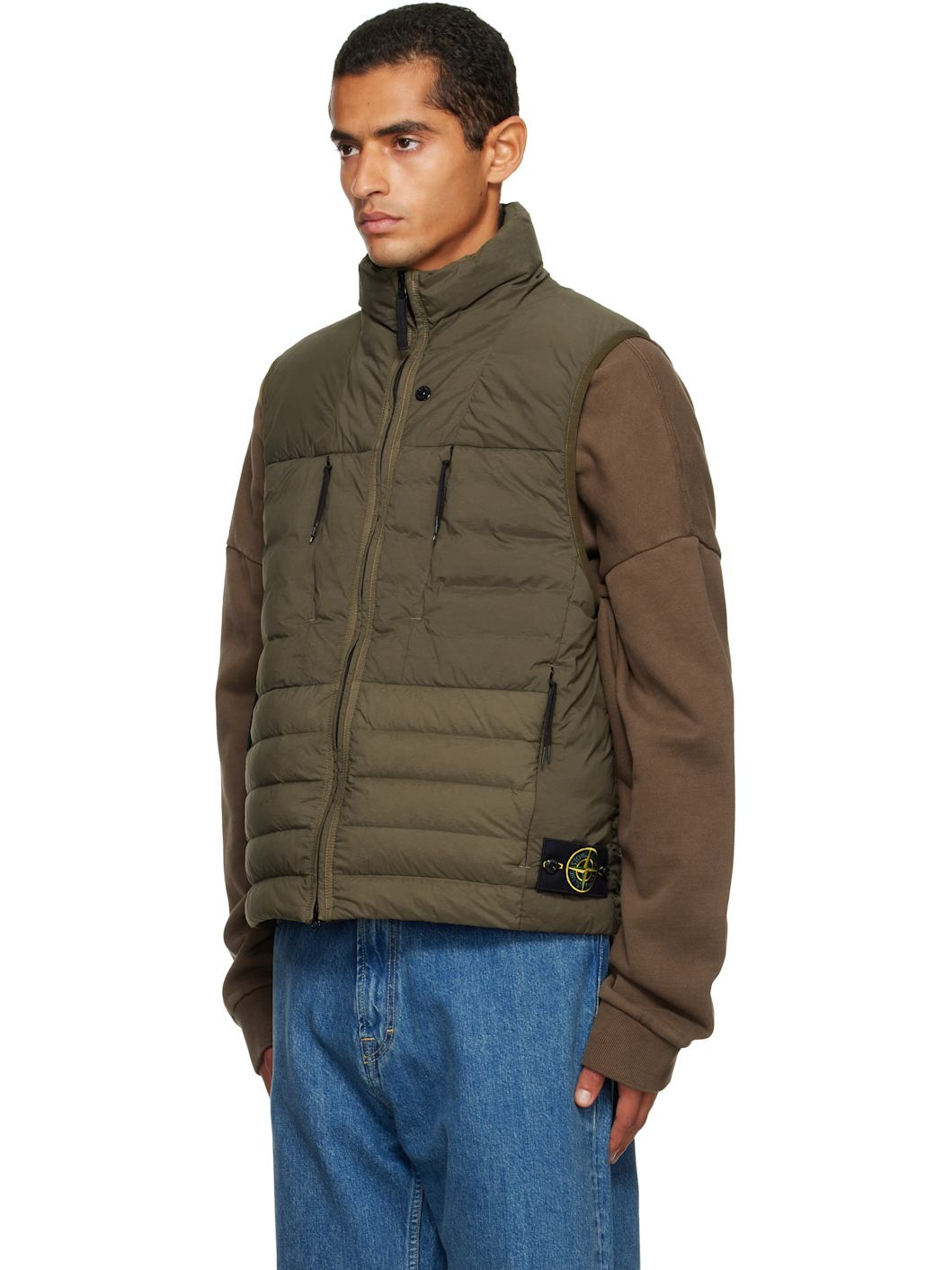 Khaki G100004 Seamless Tunnel Nylon Down-TC Vest - 4