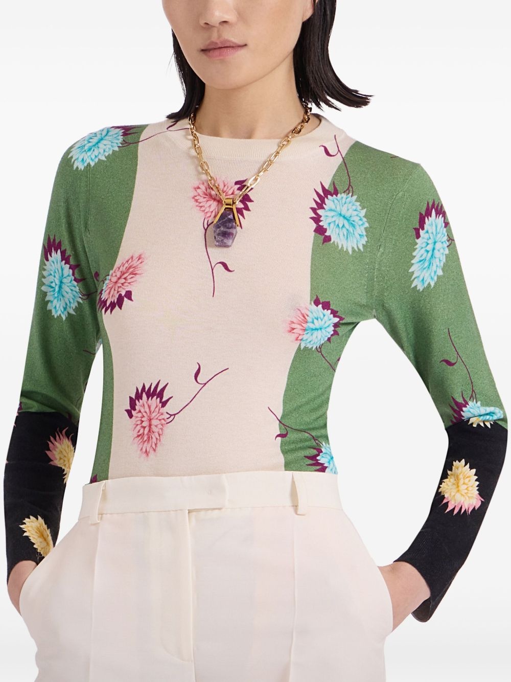 floral-print sweater - 2