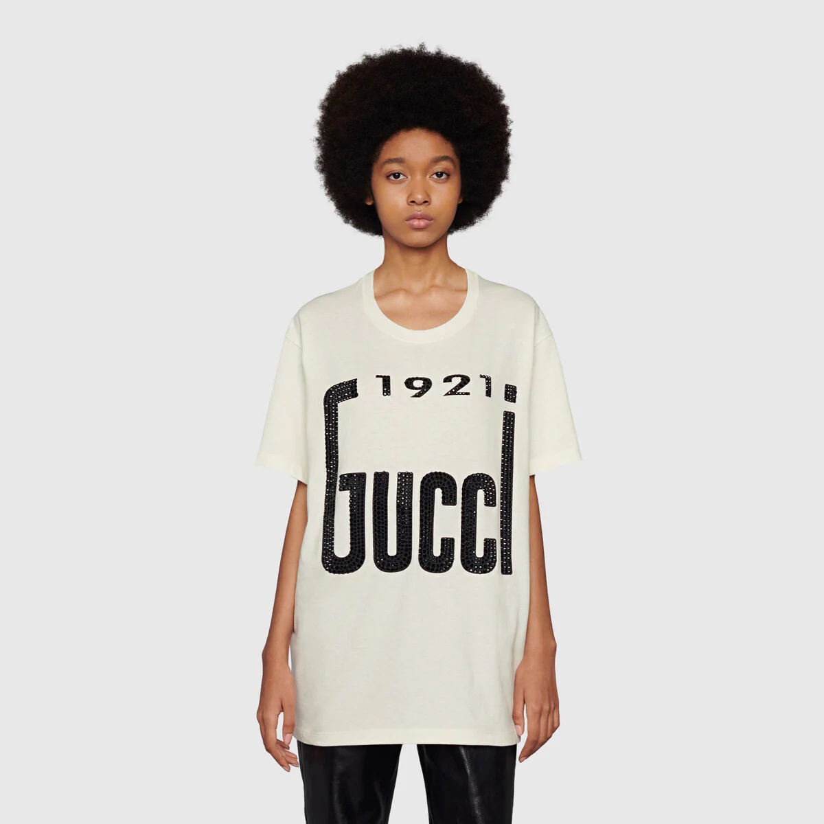 Crystal '1921 Gucci' cotton T-shirt - 3