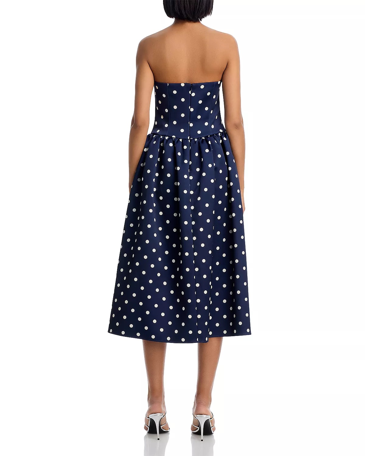 Polka Dot Satin Midi Dress - 4