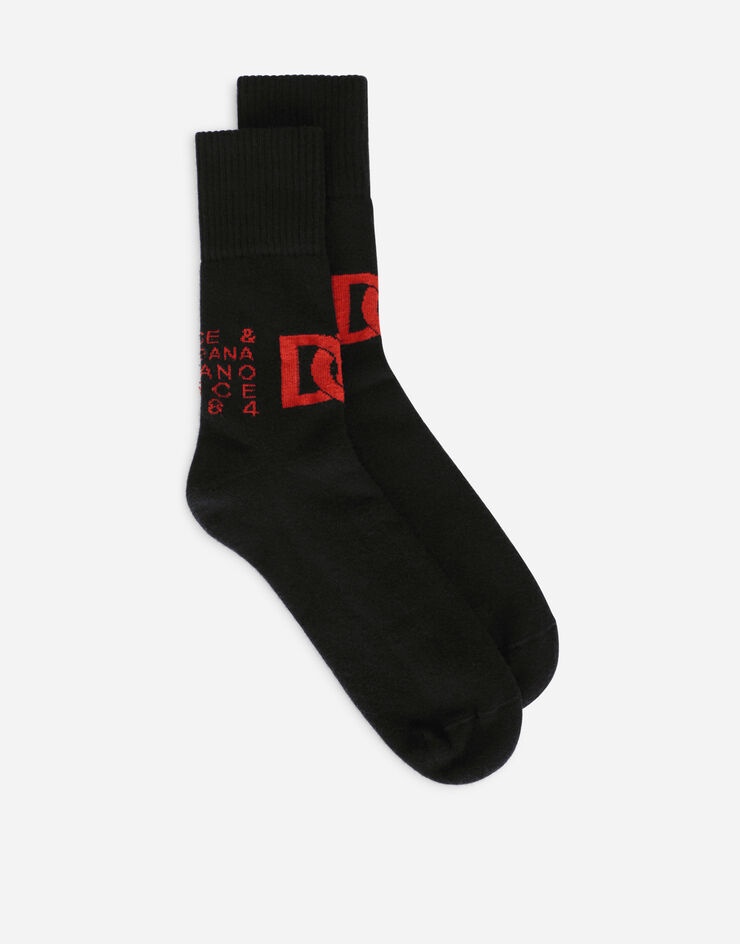 Stretch cotton socks with jacquard DG logo - 1