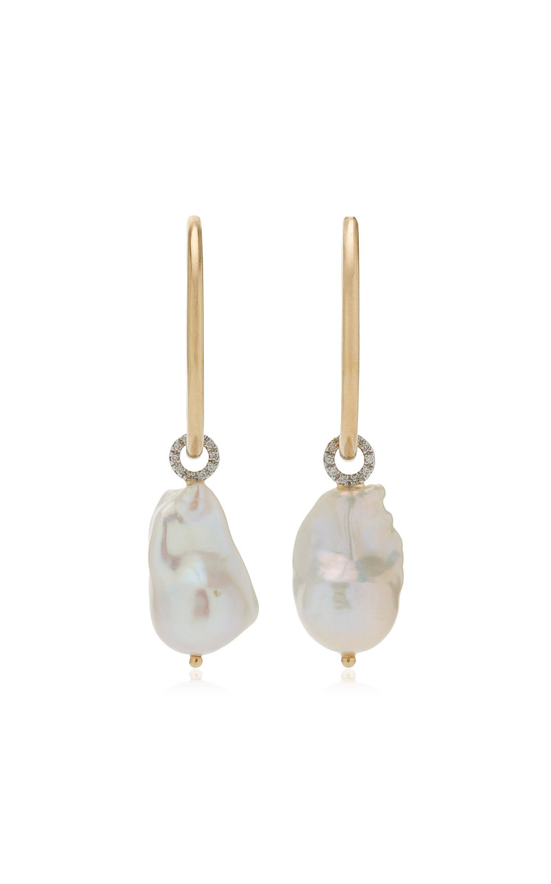 14kt Yellow Gold Pearl And Diamond Earrings white 1