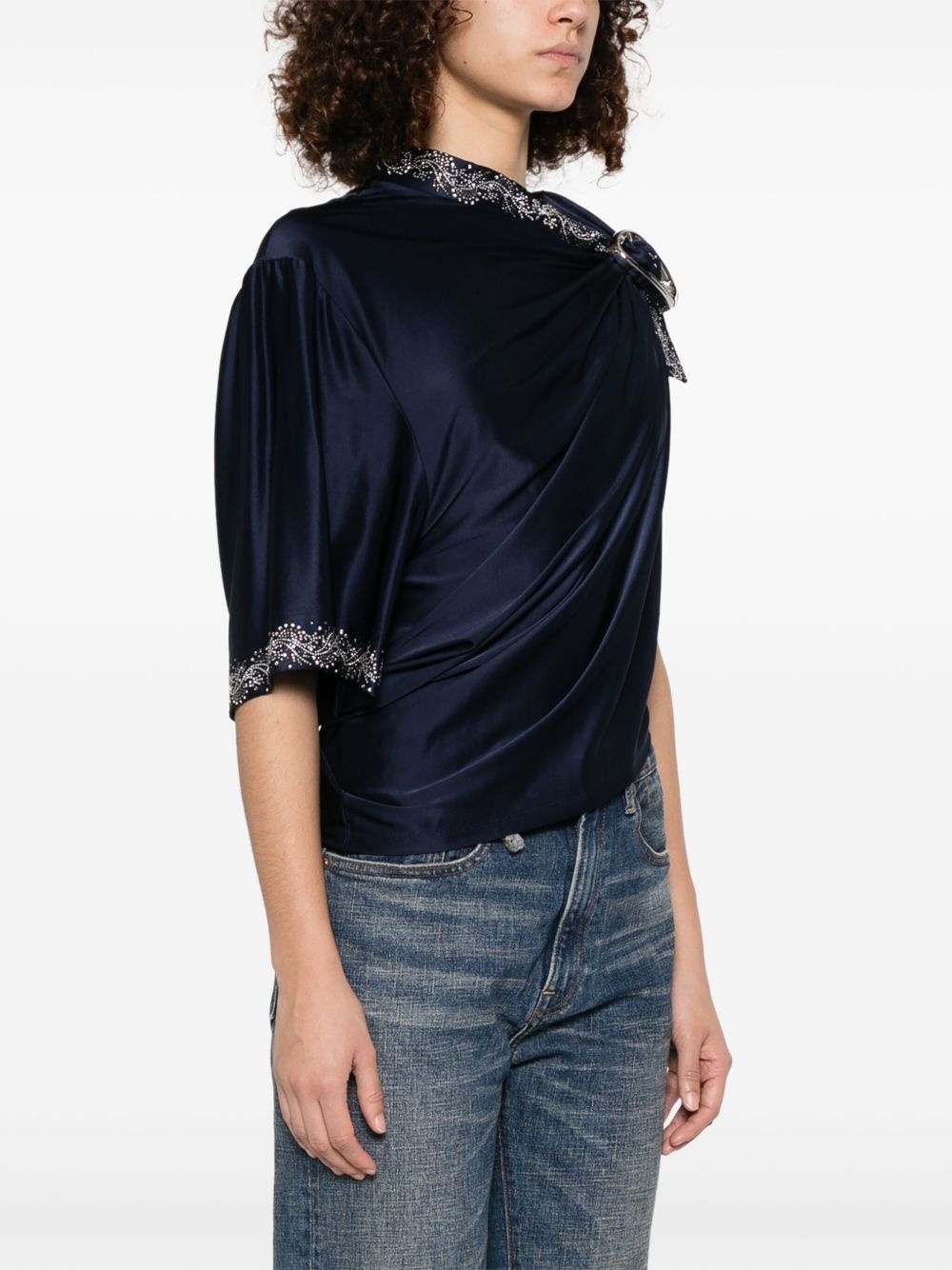 buckle-detail draped top - 3