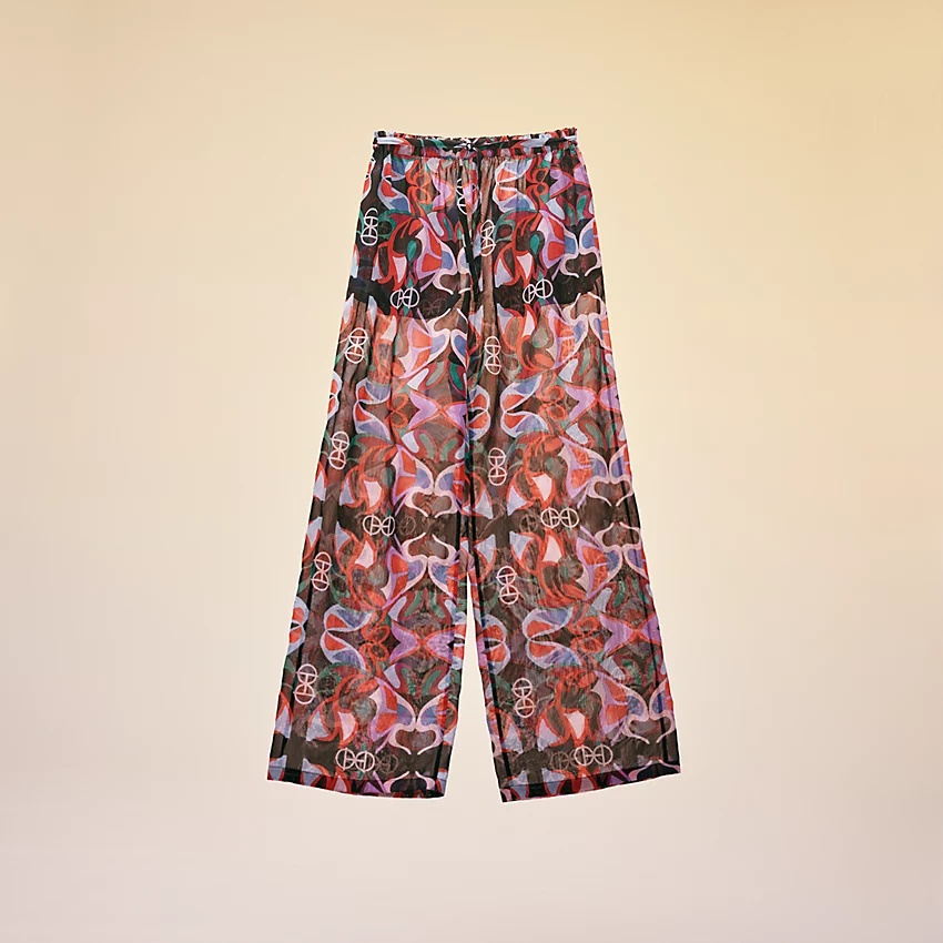 "Fleurs Miroir H Rond" beach pants - 5