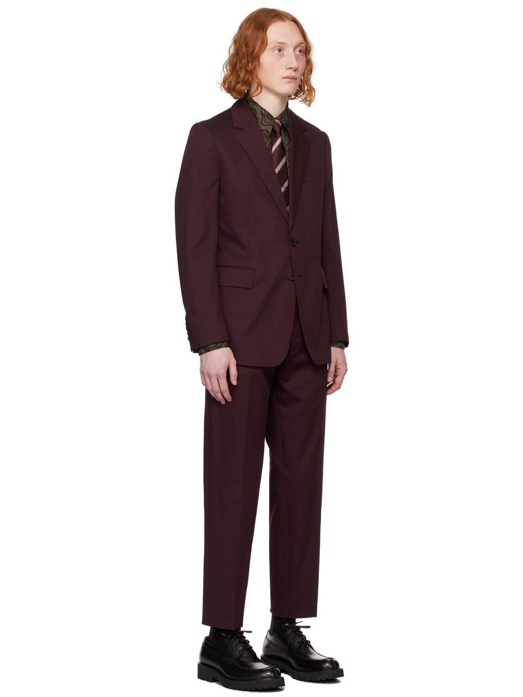 Burgundy Soft Constructed Suit - 2