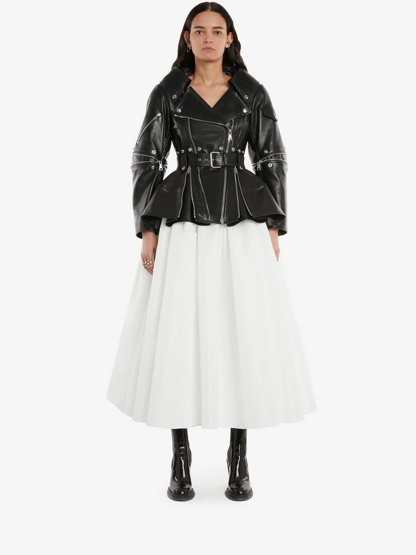 Open Neckline Biker Jacket in Black - 2