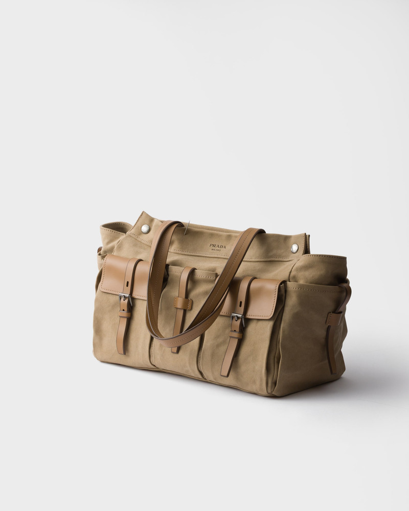 Prada Route canvas and leather tote bag 3