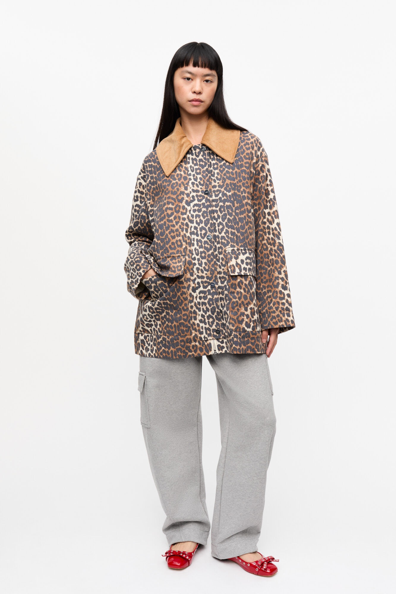 LEOPARD PRINTED CANVAS MIDI JACKET - 3