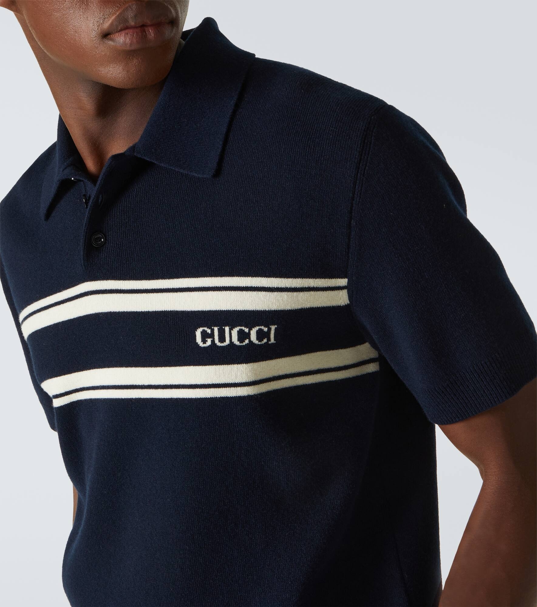 Logo wool and cashmere polo shirt - 5