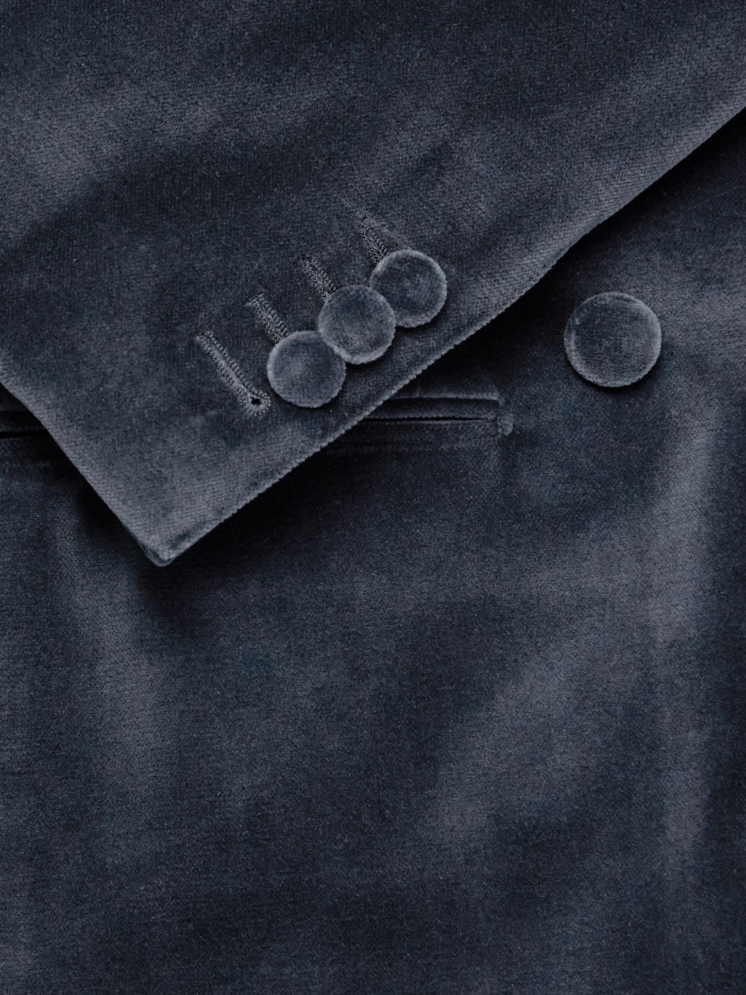 Shawl-Lapel Double-Breasted Cotton-Velvet Tuxedo Jacket Gray - 4