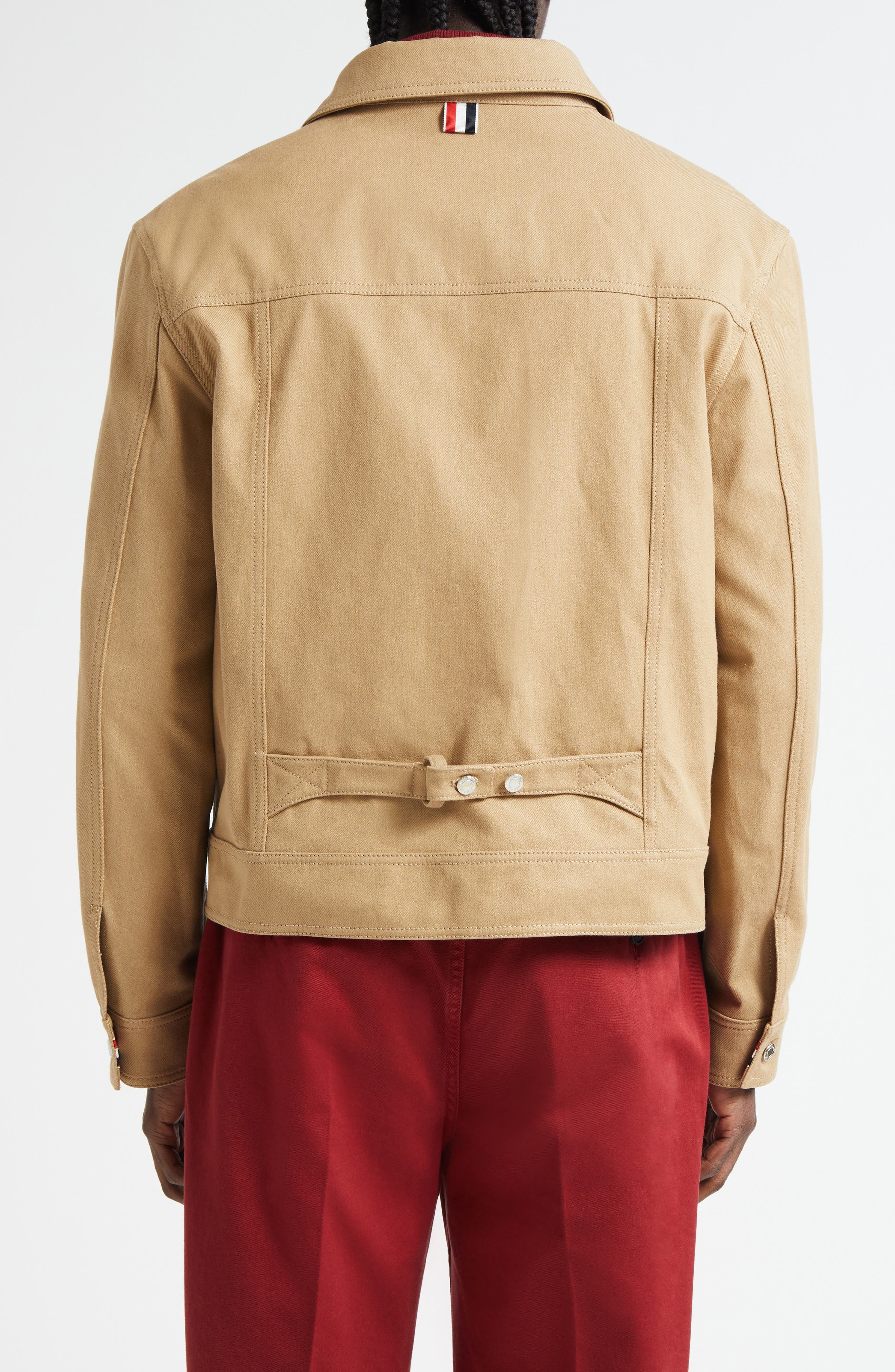 Thom Browne Backstrap Denim Utility Jacket in Khaki at Nordstrom - 3
