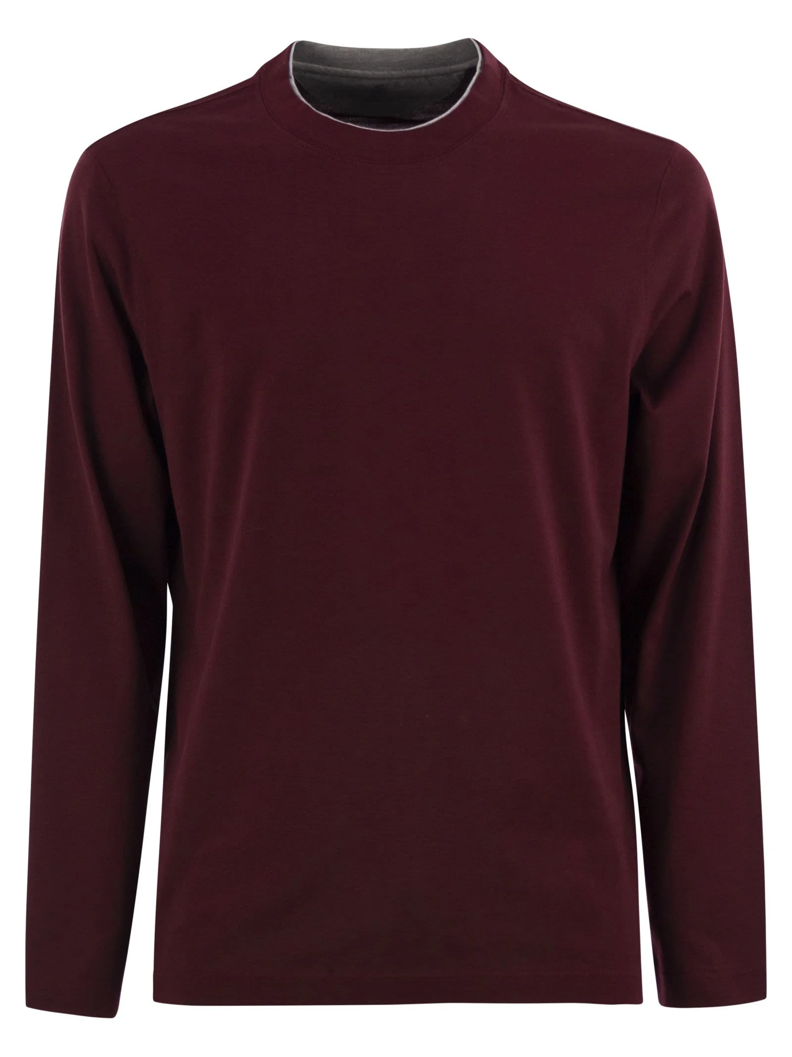 Brunello Cucinelli Men Crew-Neck Cotton Jersey T-Shirt With Long Sleeves - 1