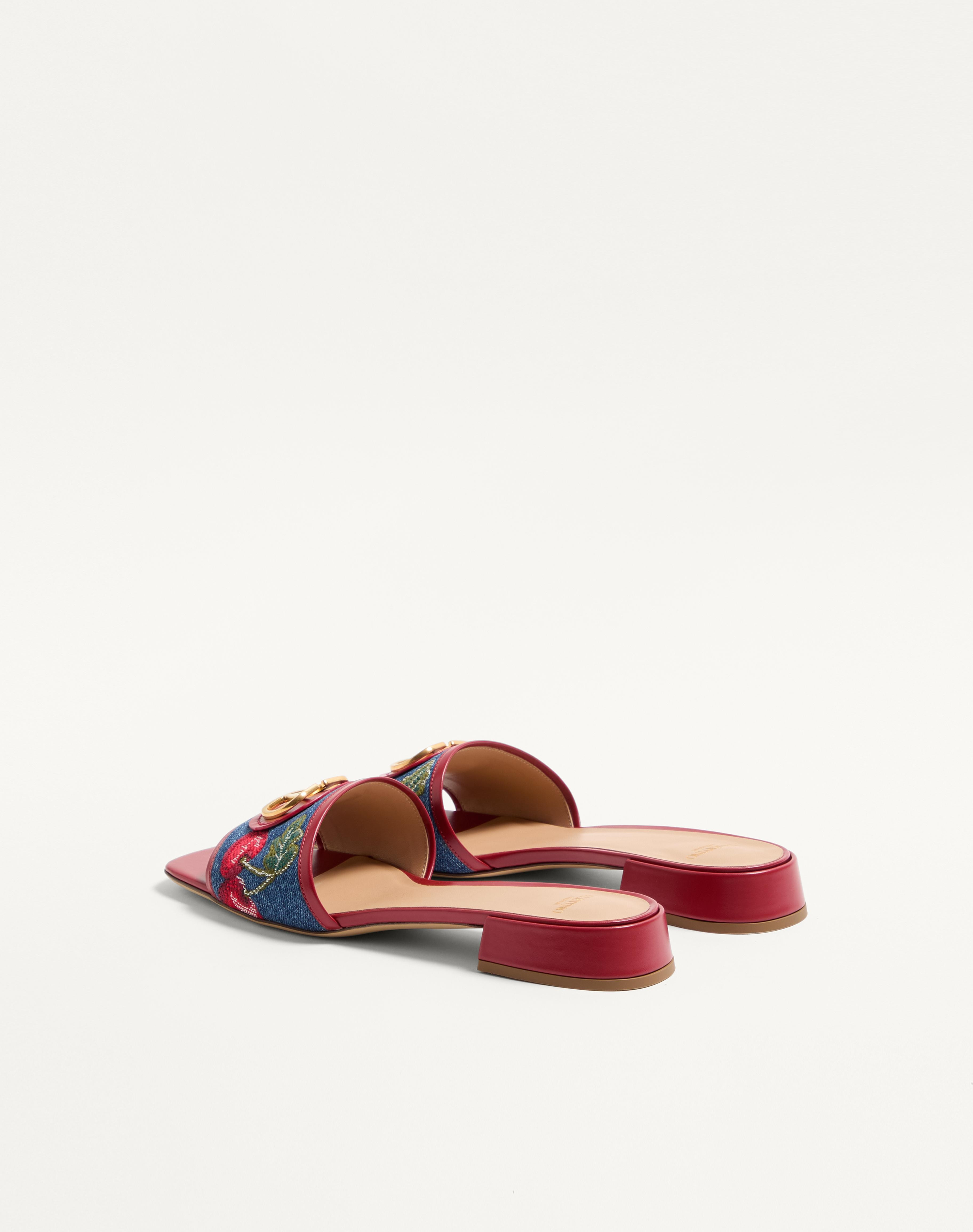 VLOGO SIGNATURE DENIM SLIDE SANDAL WITH CHERRYFIC EMBROIDERY 20MM - 5