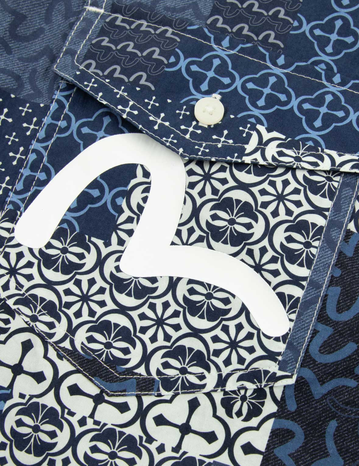 ALLOVER DERMATOGLYPHIC BLOCK AND SEAGULL PRINT RELAX FIT SHIRT - 7