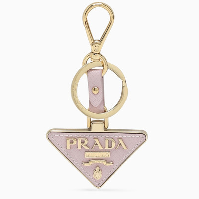 Prada Pink logo triangle key case outlook