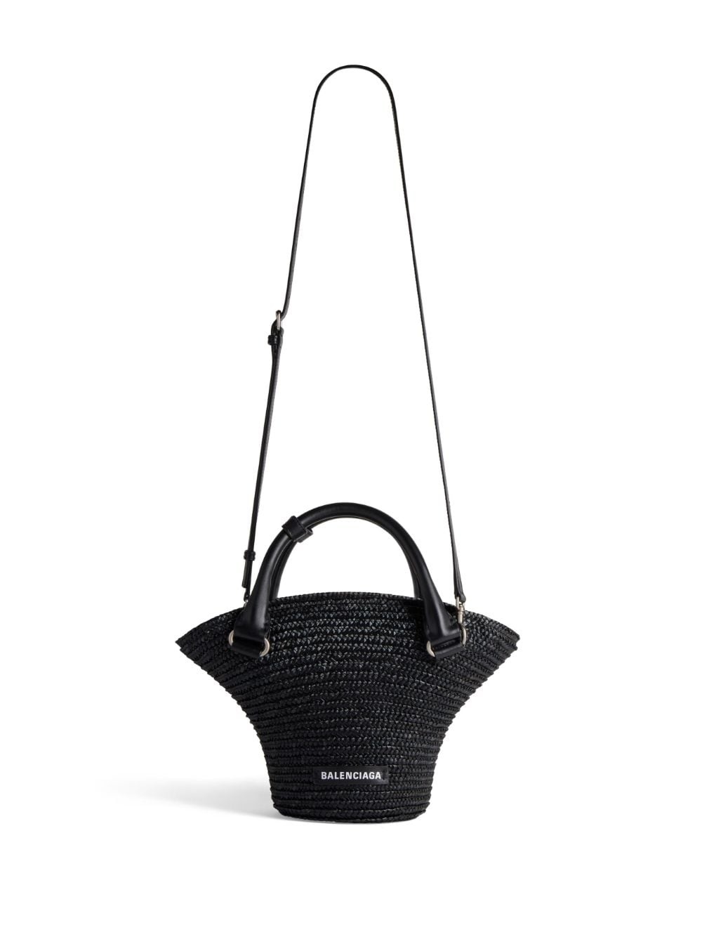 mini braided-raffia tote bag - 5