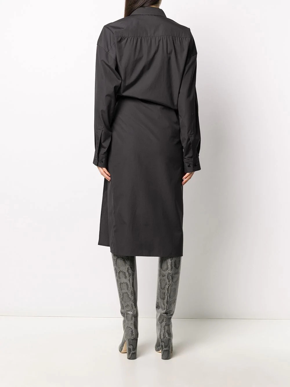 twisted plain shirt dress - 4