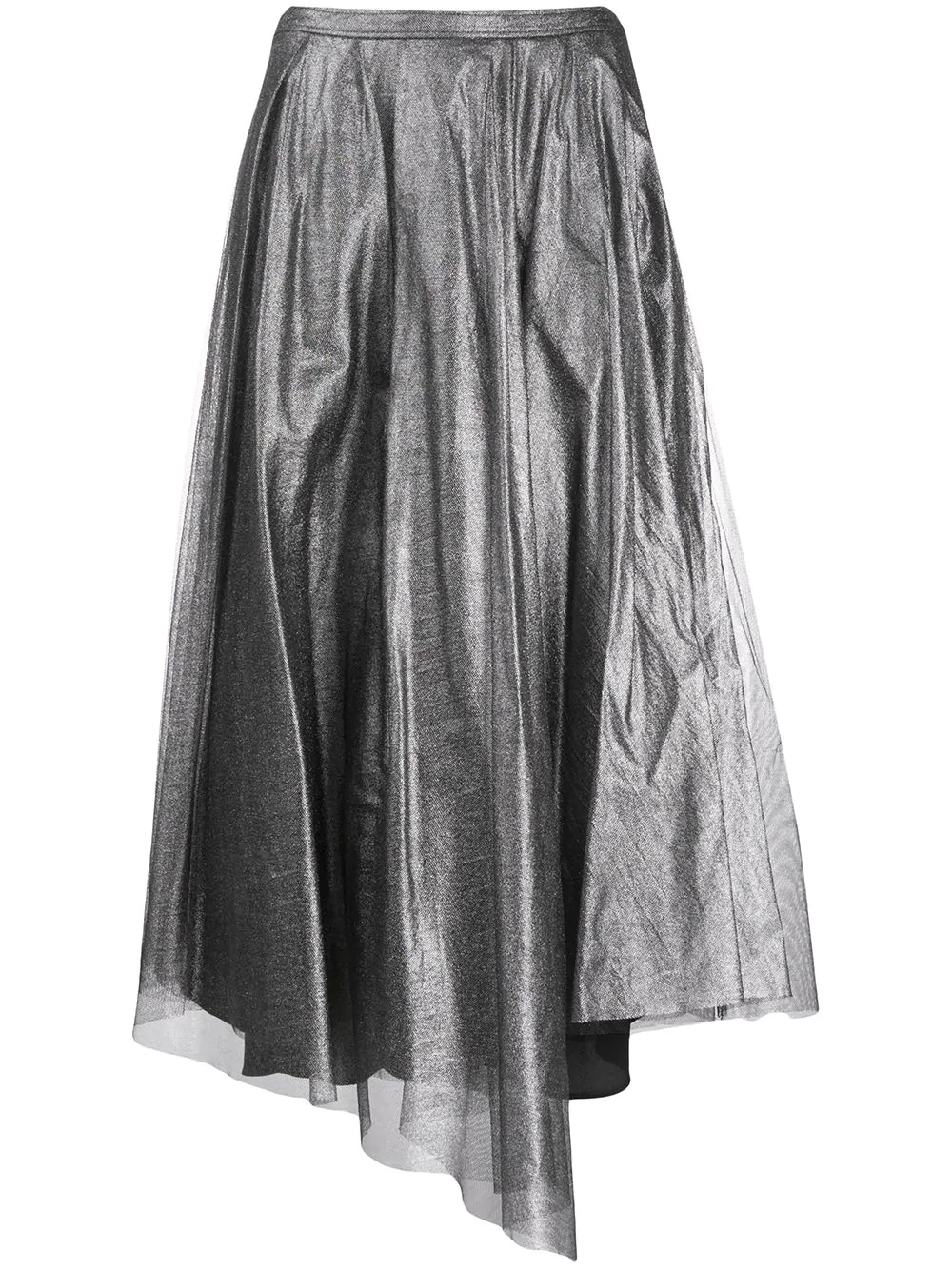 metallic asymmetric-hem skirt - 1