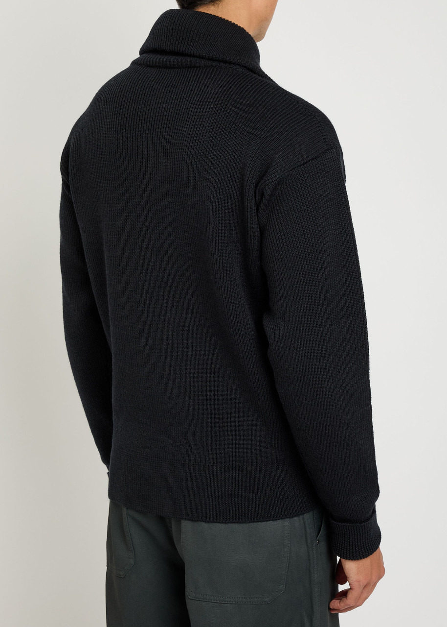 Lemaire Half Zip Ribbed Wool Jumper - 3