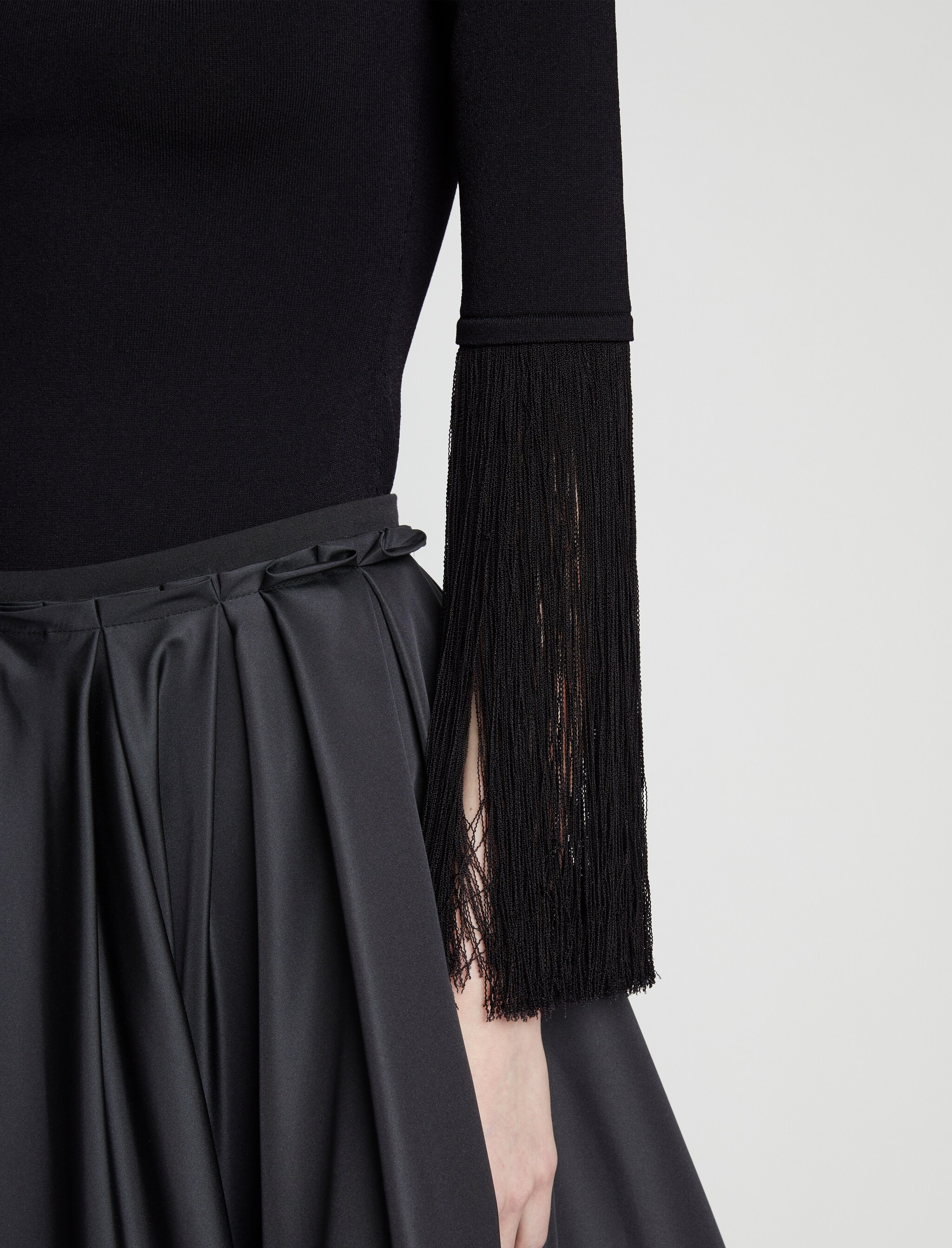 Matte Viscose Knit Fringe Sweater - 6