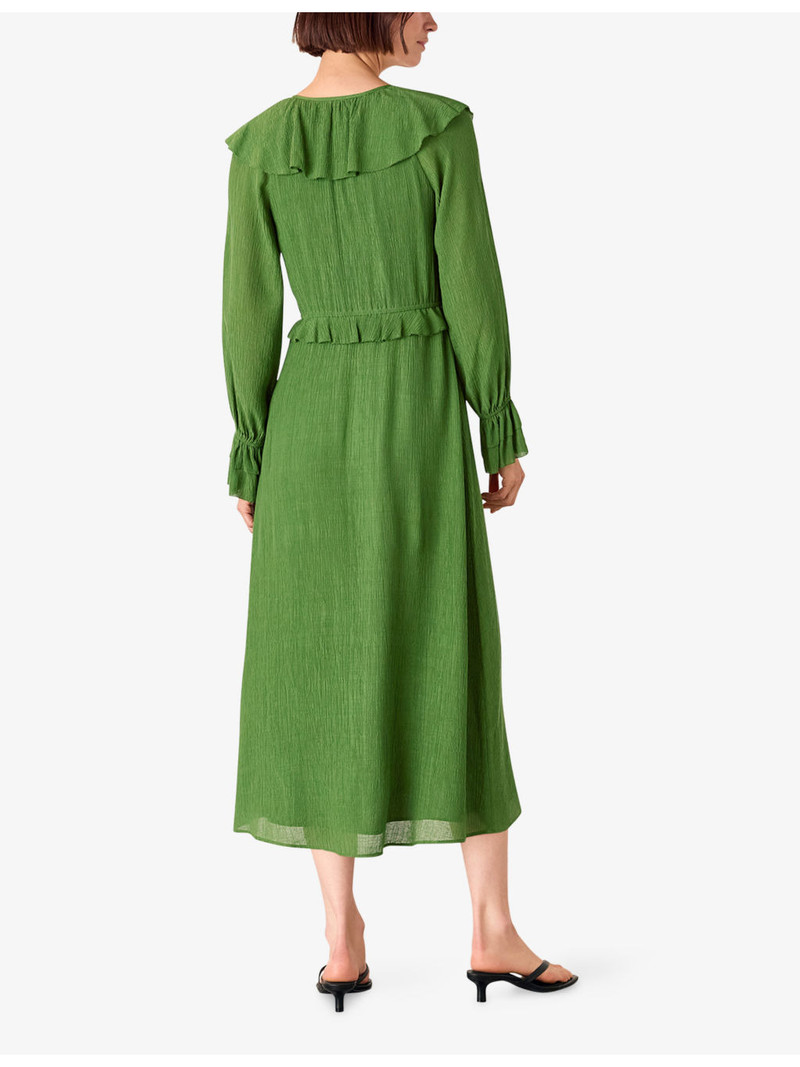 Frilled Ruffled Woven Midi Dress 3