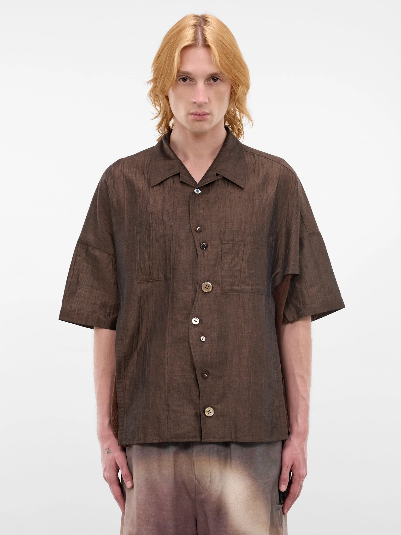 Paneled Linen-Cotton Boxy Shirt - 1
