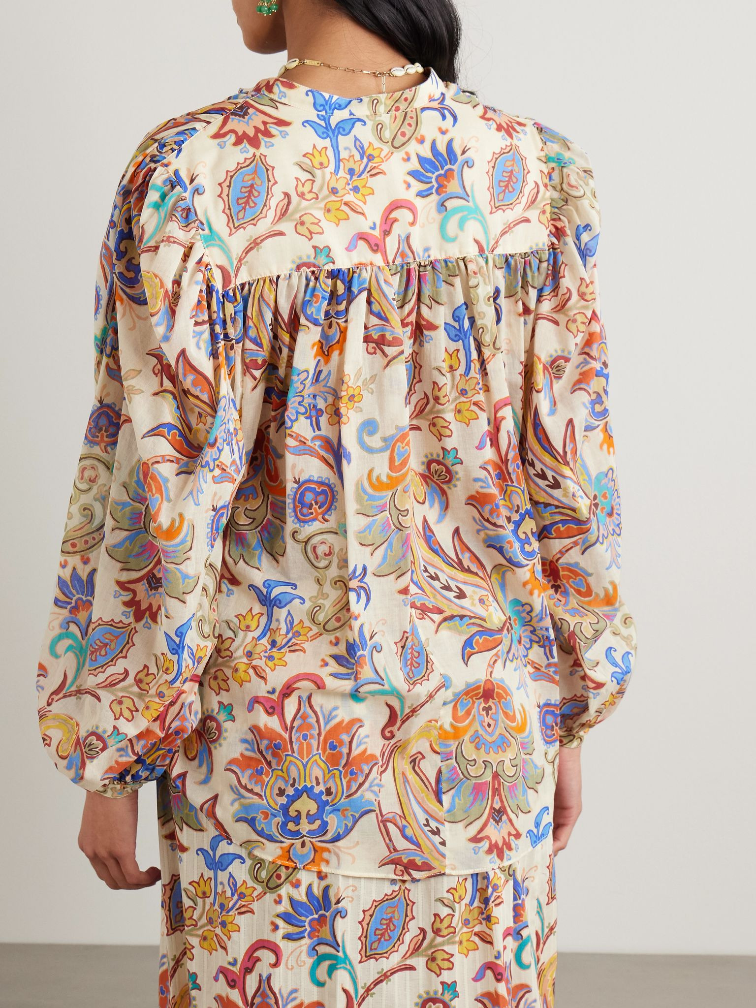 Paisley-print cotton-voile blouse Cream - 4