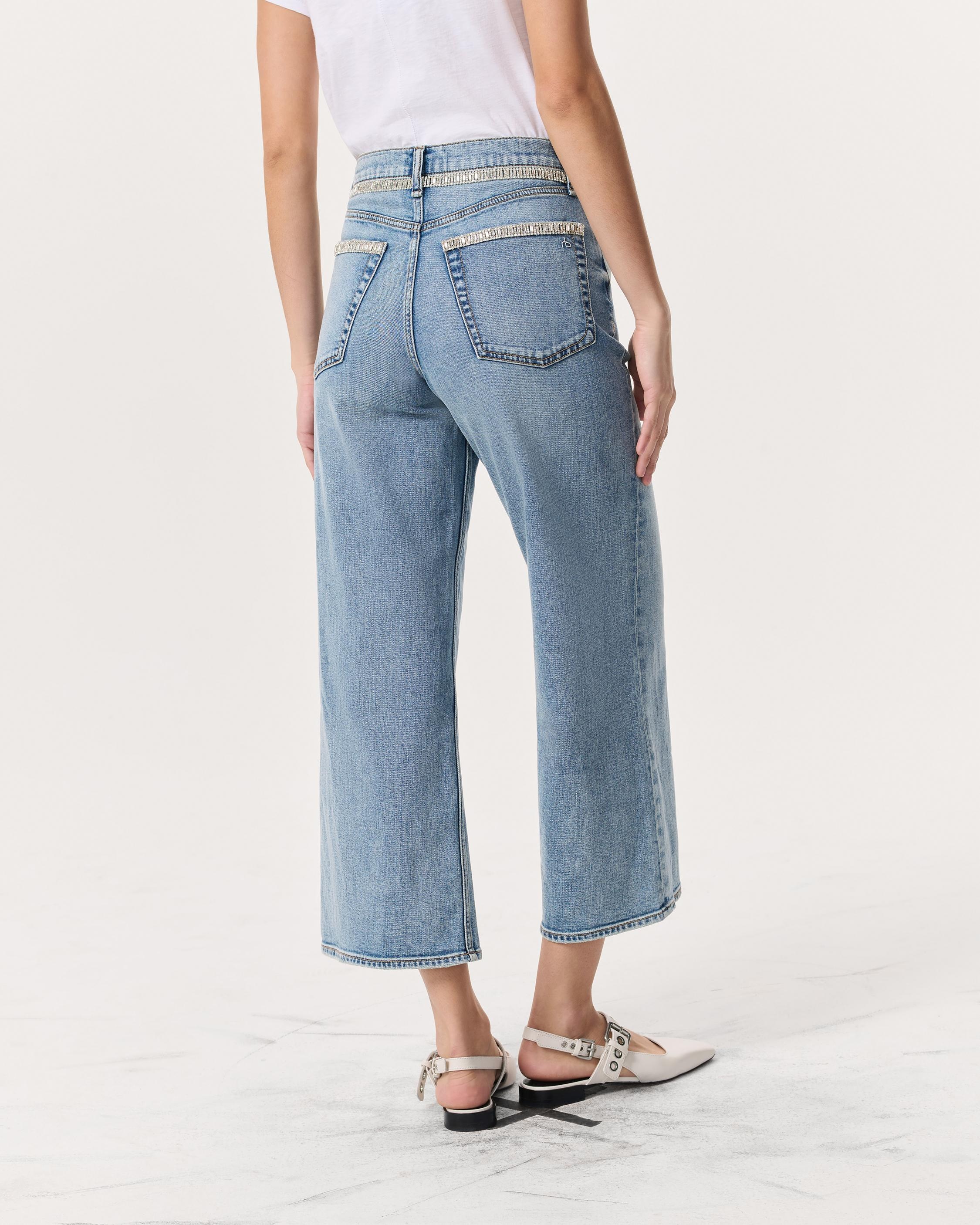 Andi Embellished Ankle-Length Wide-Leg Jeans
Vintage Stretch Denim - 5