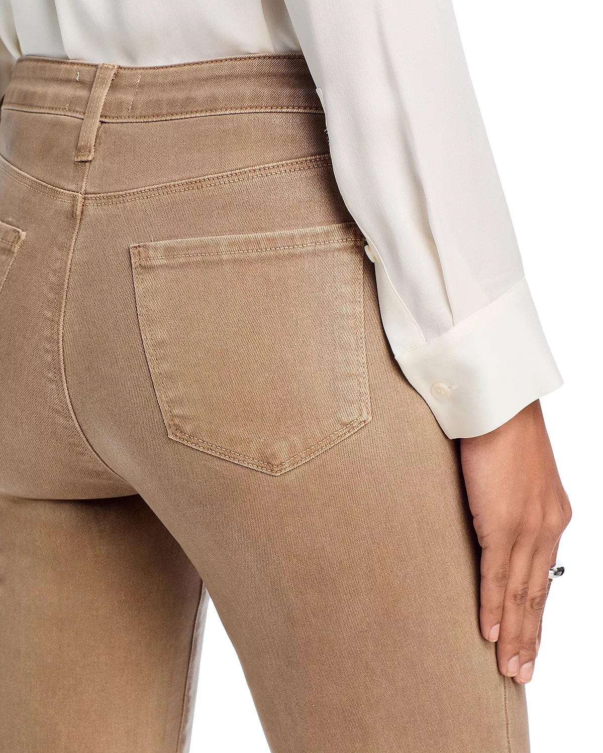 Kendra High Rise Cropped Flared Jeans in Rye Coated - 5