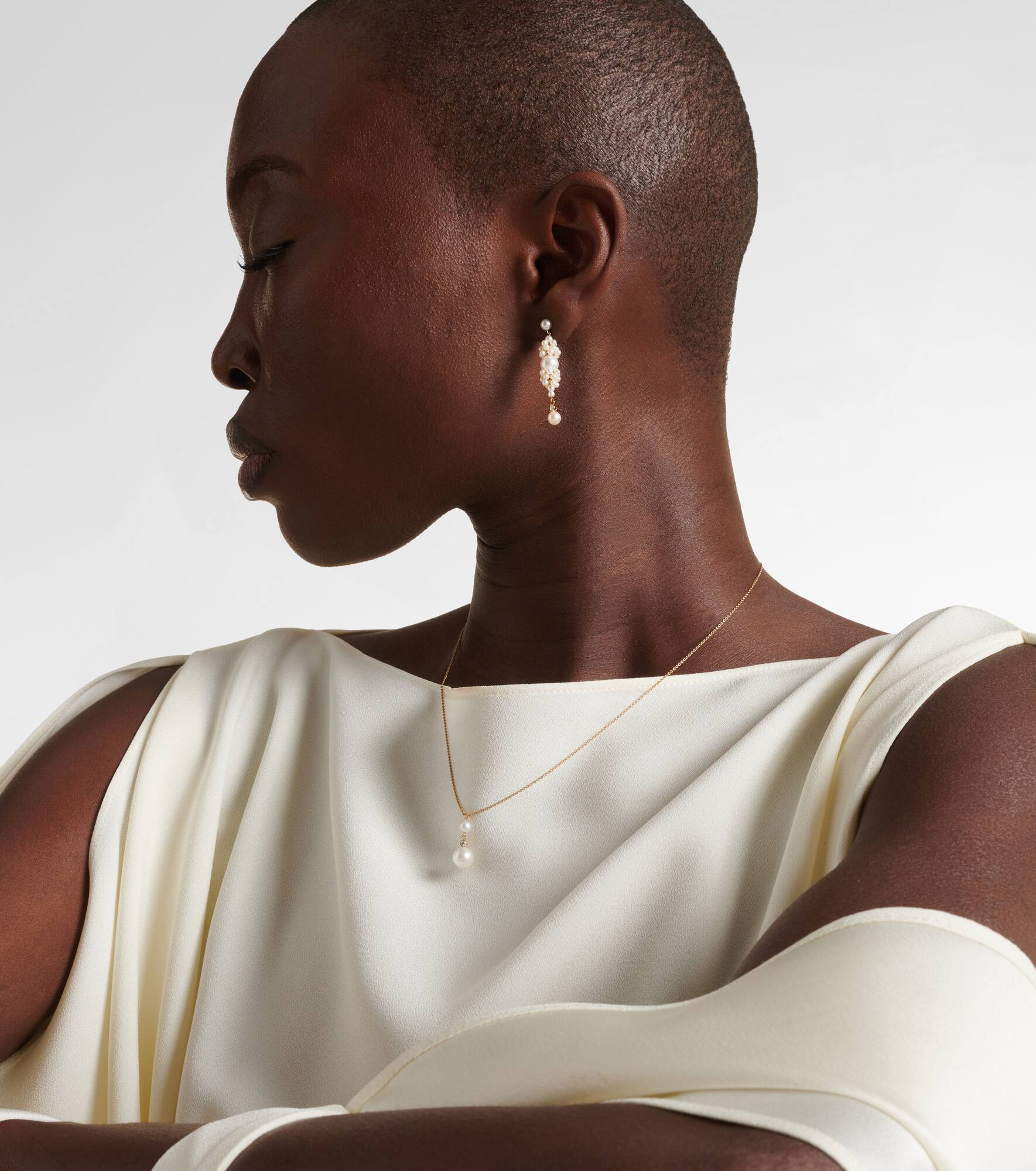 Rêve de Diamant 14kt gold earrings with diamonds and pearls - 3