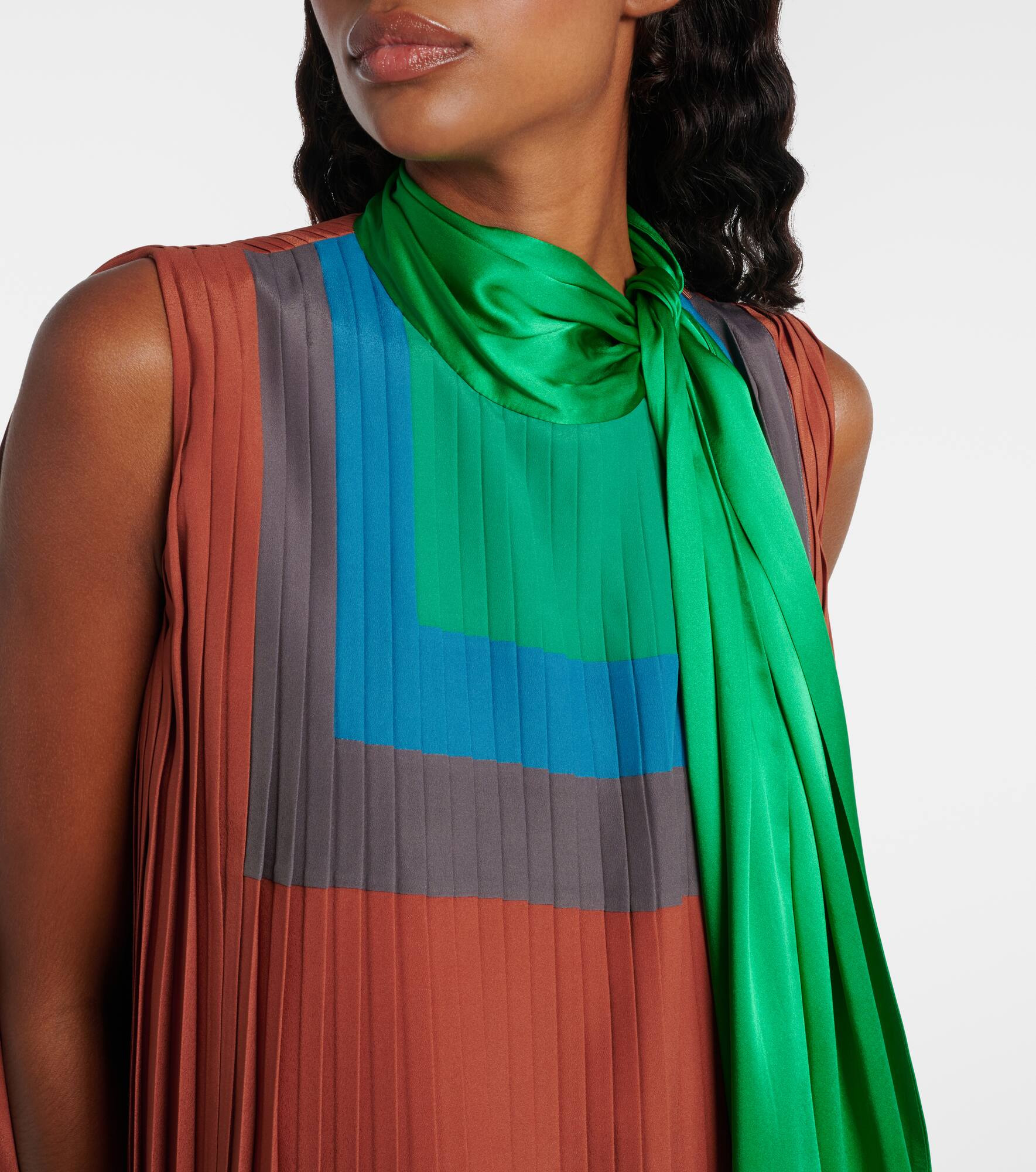 Pleated asymmetric midi dress - 4