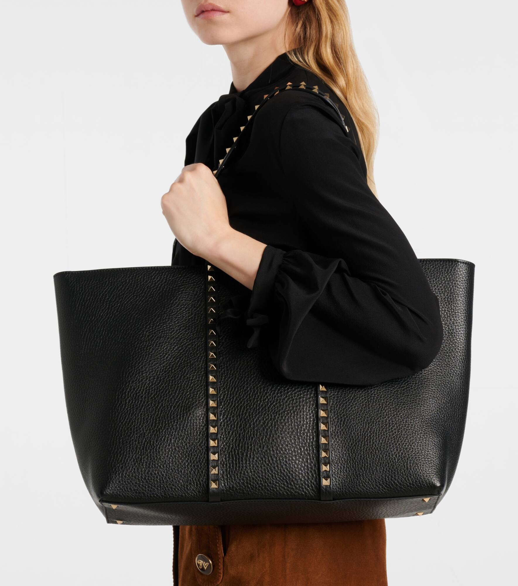 Rockstud leather tote bag - 7