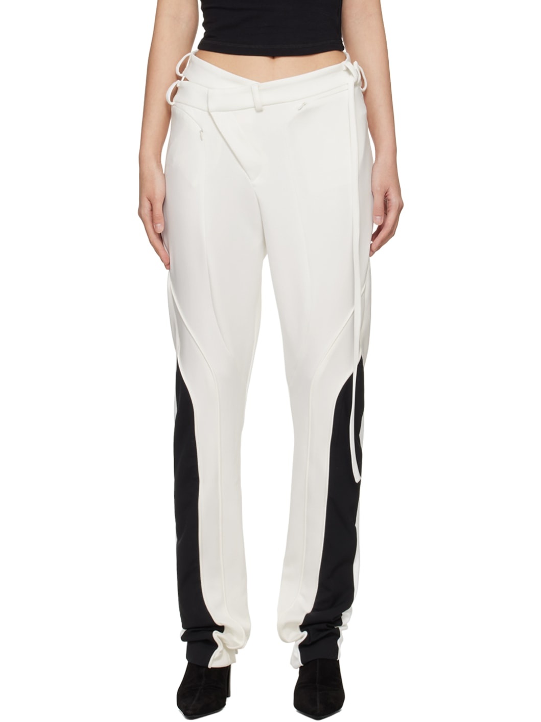 White Asymmetric Trousers - 1