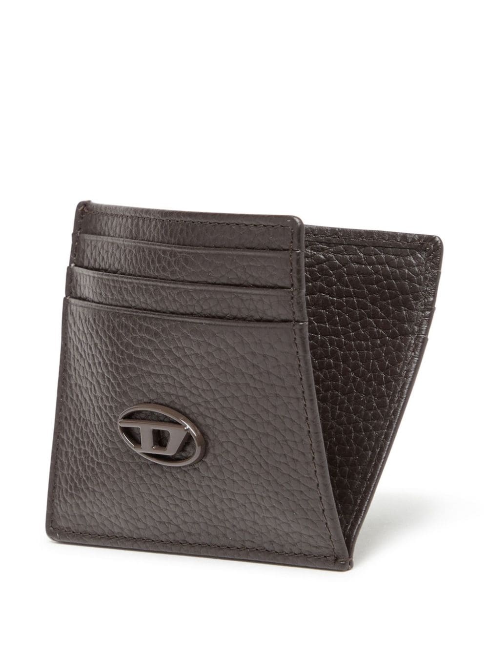 logo-plaque leather card holder - 4