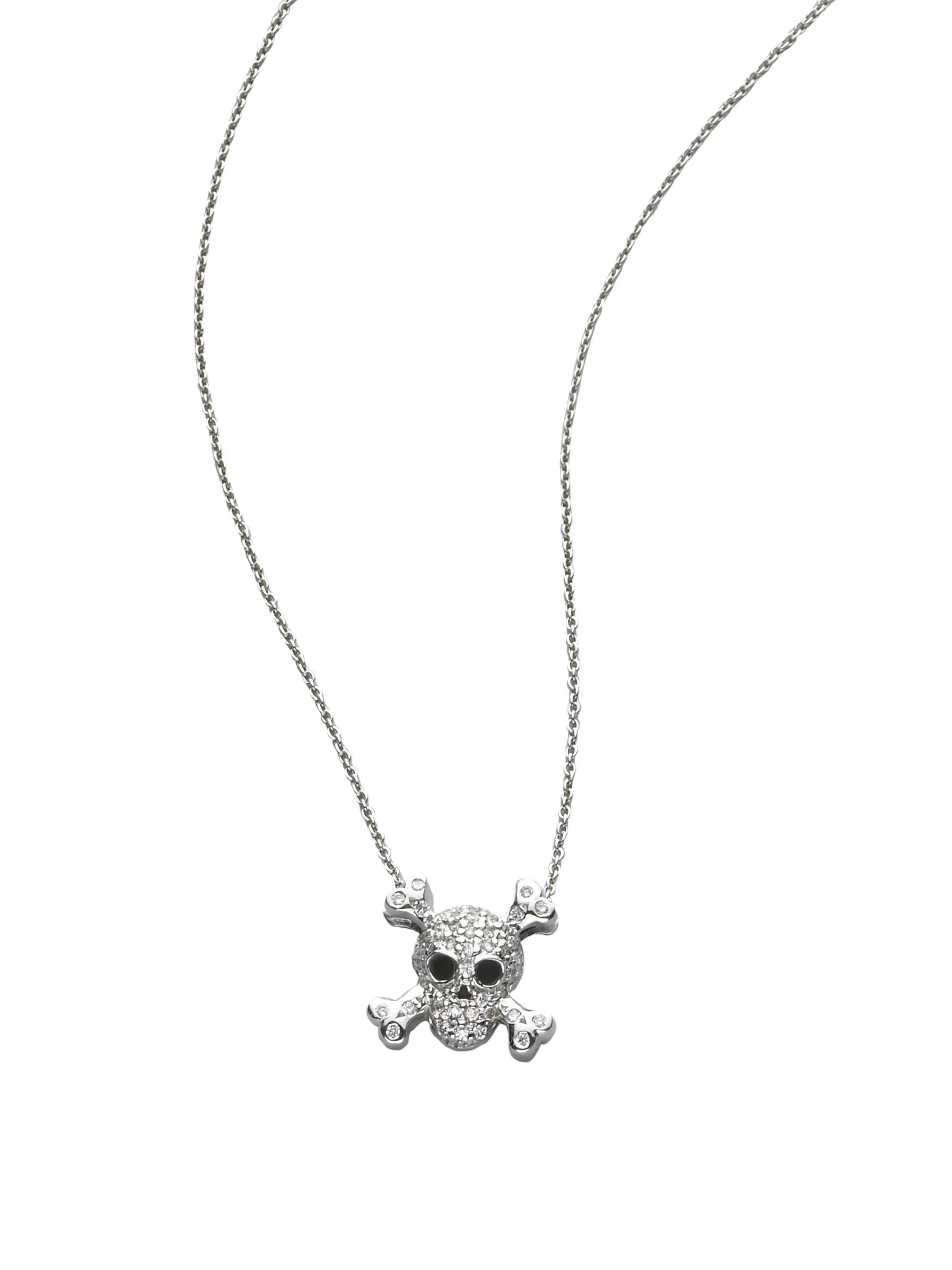 Women's Tiny Treasures Diamond & 18K White Gold Skull Pendant Necklace - White Gold - 1