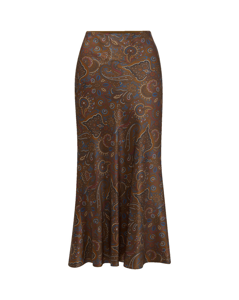CLOVER STRETCH-SILK MIDI SKIRT 1