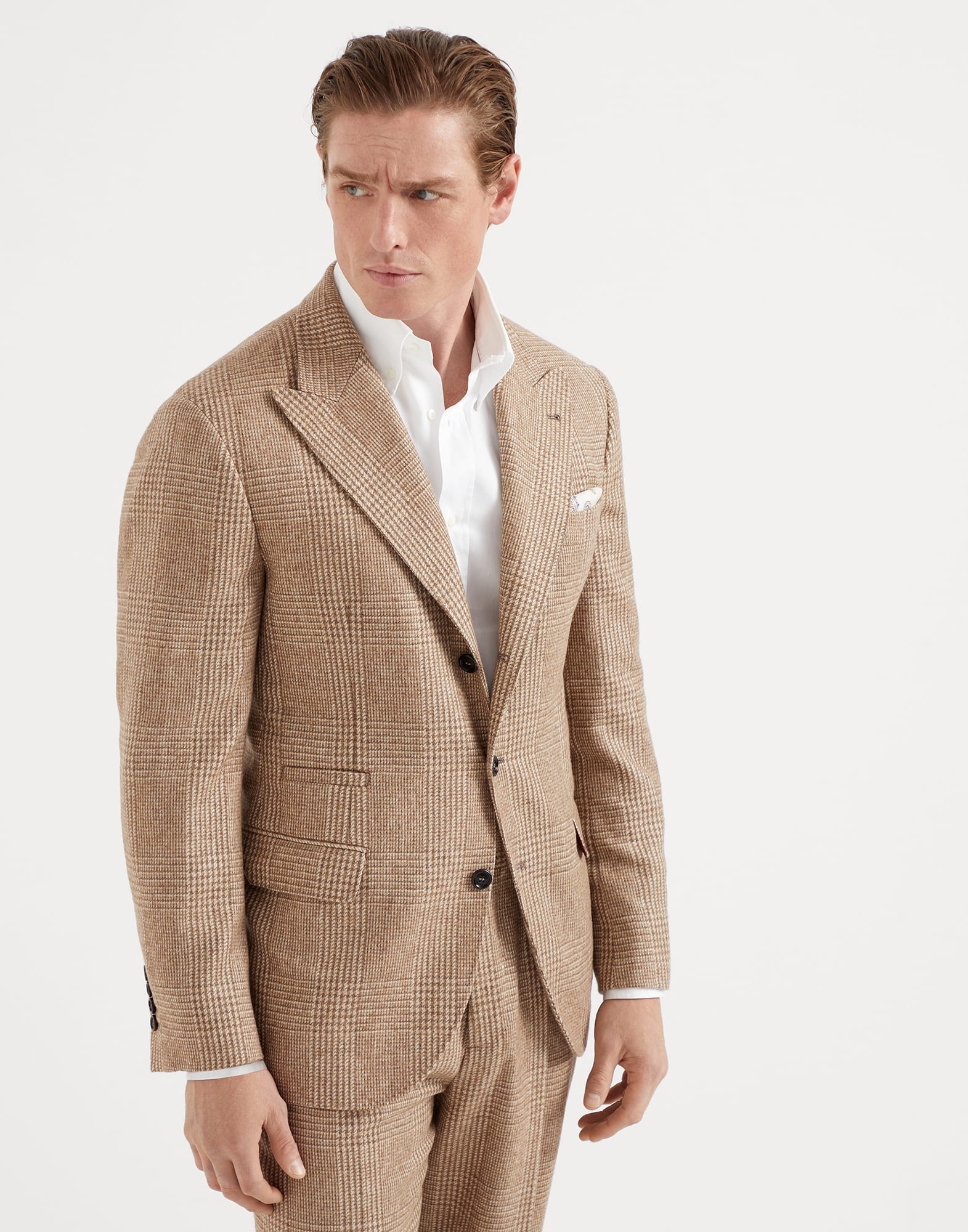 Wool and alpaca Prince of Wales deconstructed blazer with large peak lapels - 1