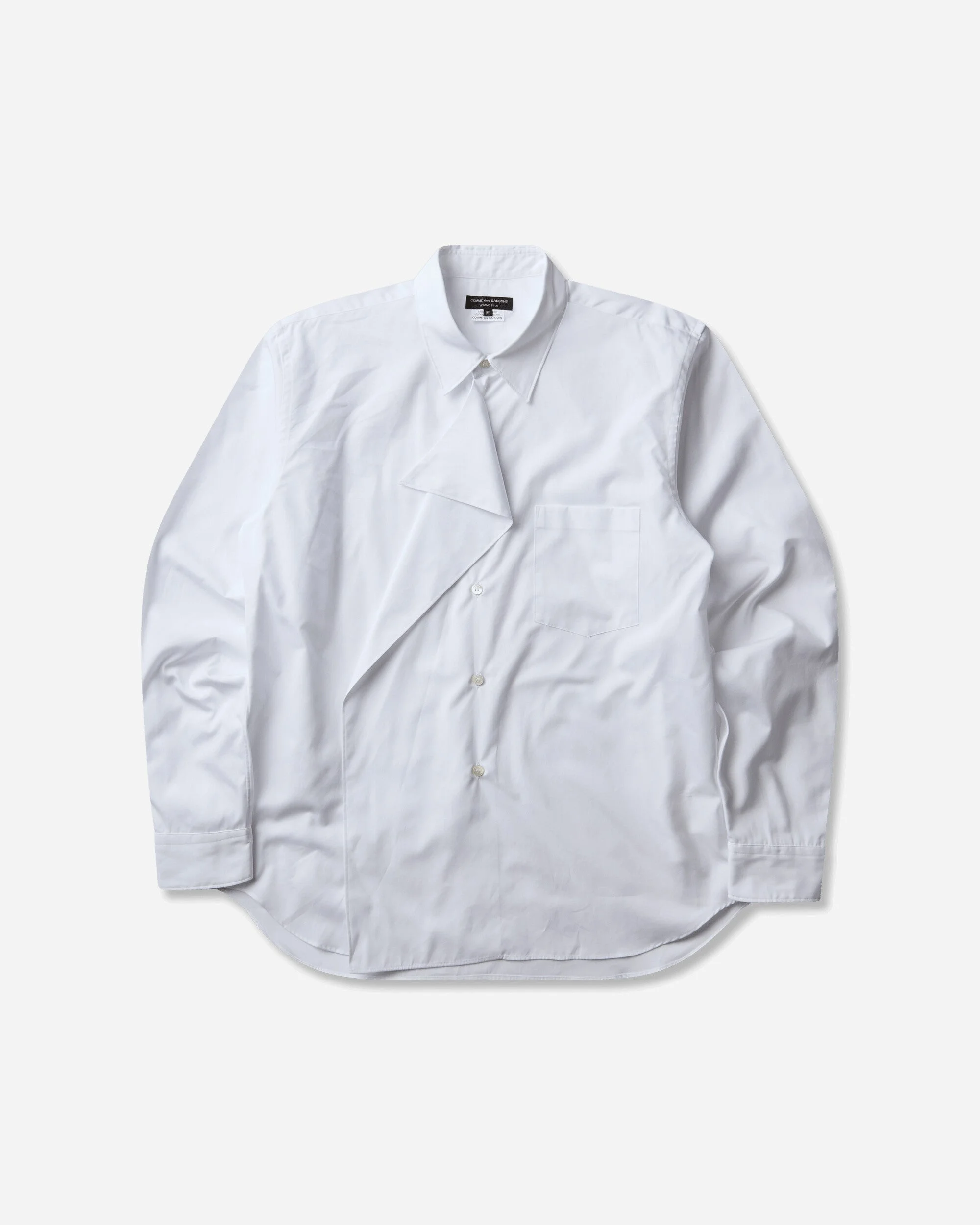 Men's Asymmetric Draped-Panel Shirt White - 1