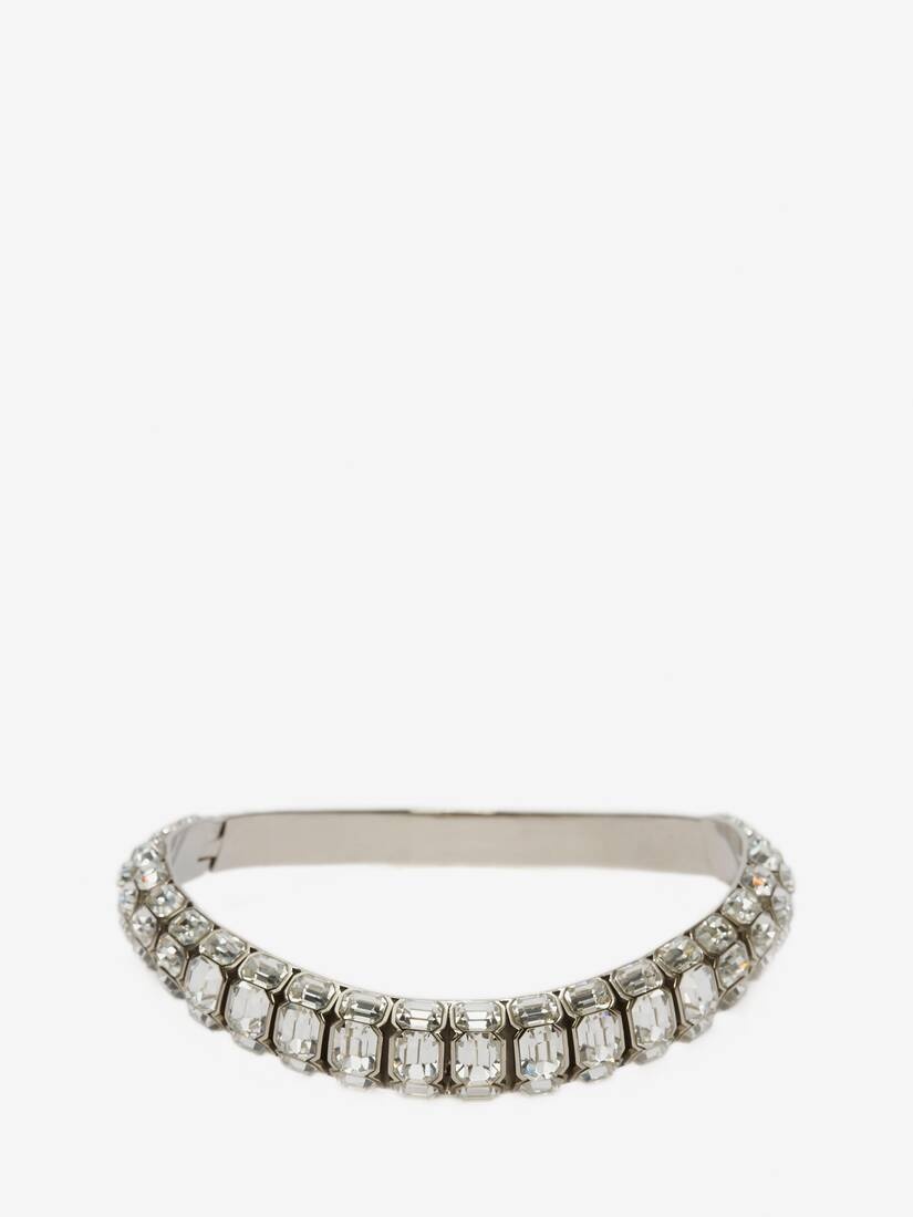 Women's Jewelled Choker in Antique Silver - 2