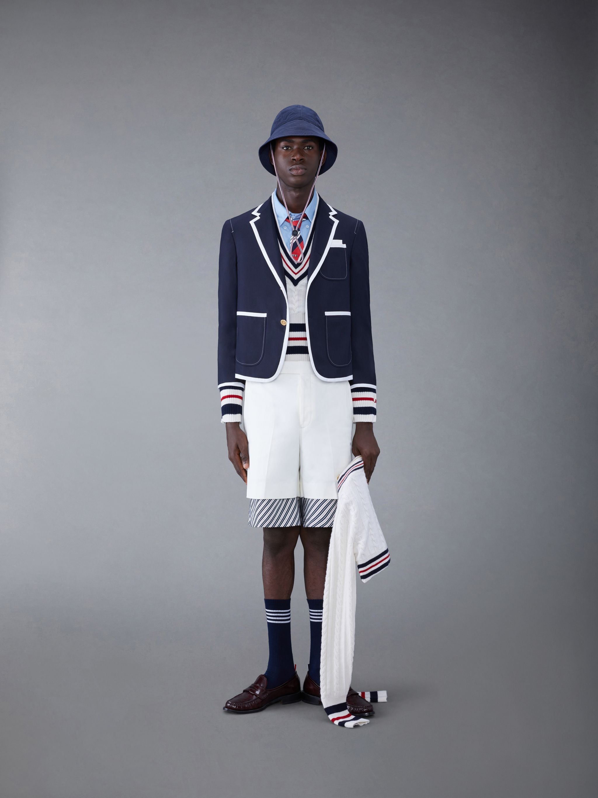 RWB stripe-print drop-crotch shorts - 3