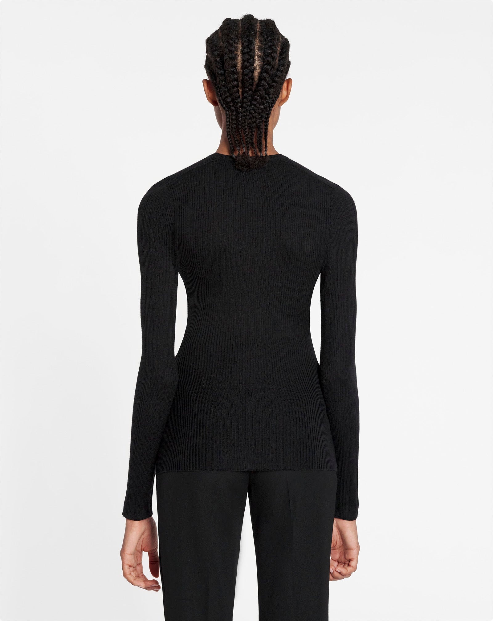 V NECK RIBBED CARDIGAN IN SILK AND CASHMERE - 4