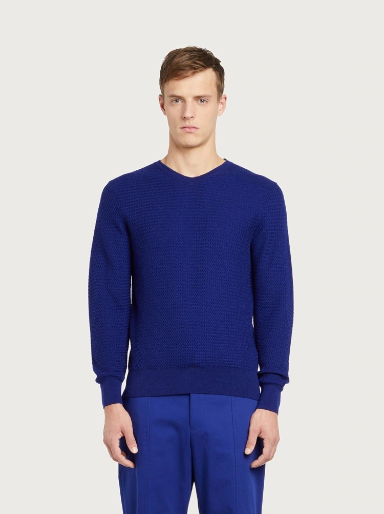 KNITTED V-NECK SWEATER - 2