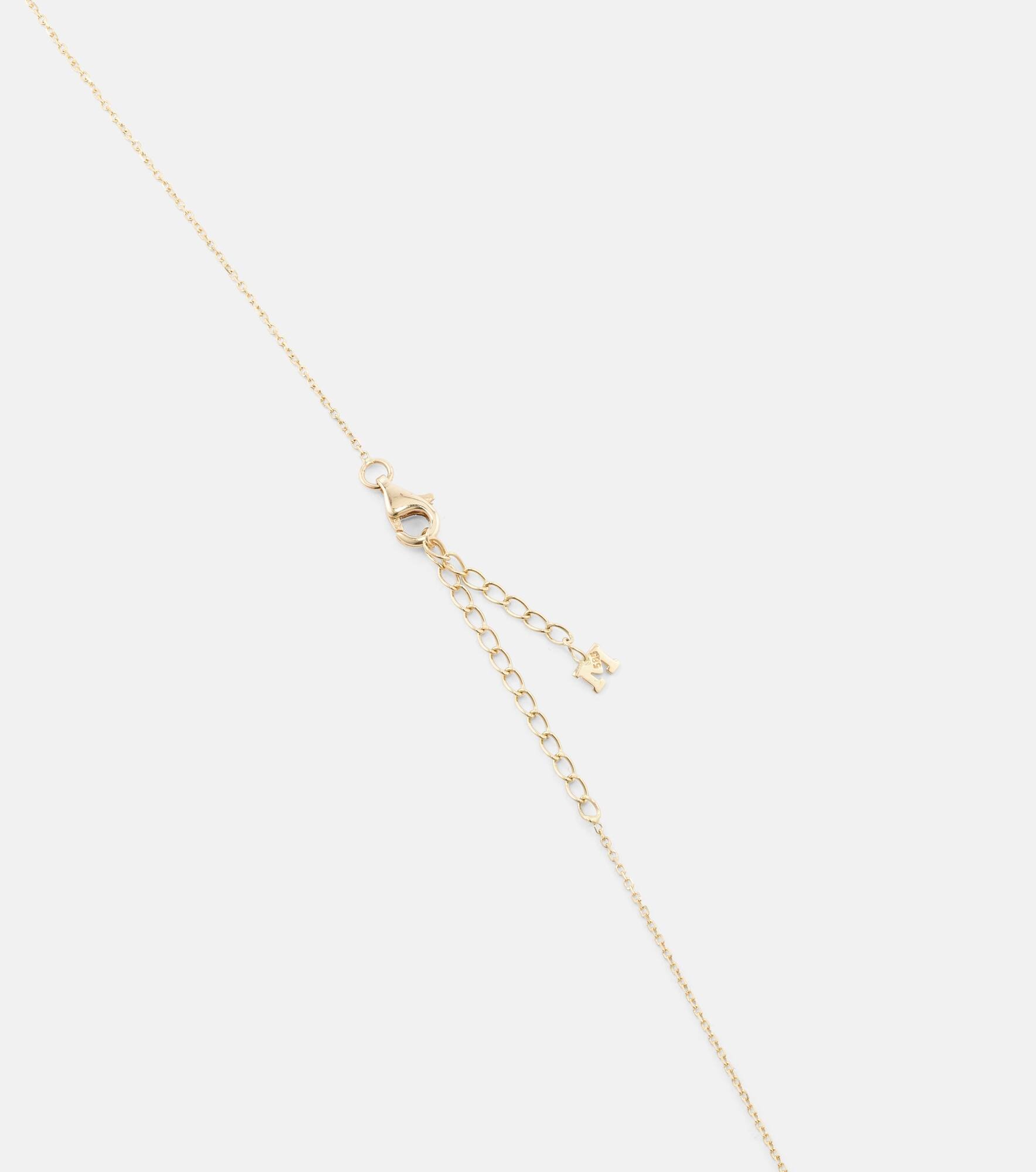 14kt gold necklace with diamonds and pearls - 4